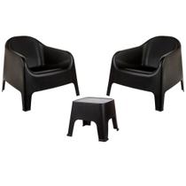 Conjunto 2 Poltronas Skarpo Preta + Mesa Sunset Preta