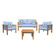 Conjunto 2 poltronas + sofá 1.40 + 1 mesa de centro em corda náutica e madeira de demolição