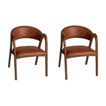 Conjunto 2 Poltronas Valentina Madeira Maciça Mel Encosto Anatômico em Factor com Braços Sala - Ocre Conjunto 2 Poltronas Valentina Madeira Maciça Mel Encosto Anatômico em Factor com Braços Sala - Ocre