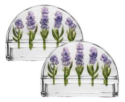 Conjunto 2 Porta Guardanapo De Cristal Lavanda Hand Painting Lyor Conjunto 2 Porta Guardanapo De Cristal Lavanda Hand Painting Lyor