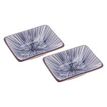 Conjunto 2 Porta Molho Porcelana Azul & Branca Comida Japonesa Shoyu Teriaki