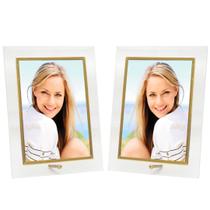 Conjunto 2 Porta-Retratos Vidro Reto Prime Filete Dourado 10x15 Vertical Tuut Conjunto 2 Porta-Retratos Vidro Reto Prime Filete Dourado 10x15 Vertical Tuut