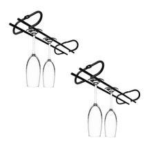 Conjunto 2 Porta Taças de Teto 25cm Suporte para Taças Suspenso Reto Preto Fosco Conjunto 2 Porta Taças de Teto 25cm Suporte para Taças Suspenso Reto Preto Fosco