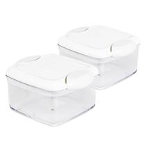 Conjunto 2 Pote Hermético Multiuso Quadrado 1,3L Acrílico Conjunto 2 Pote Hermético Multiuso Quadrado 1,3L Acrílico