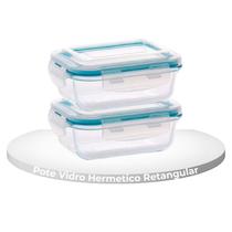 Conjunto 2 Potes 1520ml Vidro Hermetico Microondas Forno Marmita 4 Travas Conjunto 2 Potes 1520ml Vidro Hermetico Microondas Forno Marmita 4 Travas