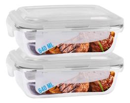 Conjunto 2 Potes 640Ml Vidro Hermético 4 Travas Marmita - So