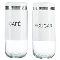 Conjunto 2 Potes Café E Açúcar Decora Cozinha Recepção Vidro Conjunto 2 Potes Café E Açúcar Decora Cozinha Recepção Vidro