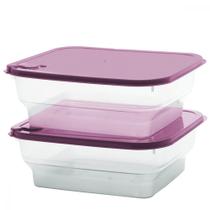 Conjunto 2 Potes com Tampa com Saída de Vapor Marmita Vasilhas Cozinha Alimentos Armazenar Comidas Multiuso 1,6L