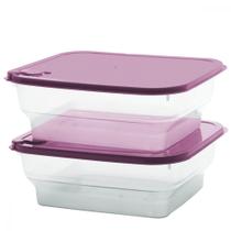 Conjunto 2 Potes com Tampa com Saída de Vapor Marmita Vasilhas Cozinha Alimentos Armazenar Comidas Multiuso 1,6L