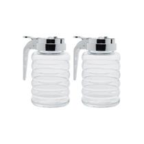 Conjunto 2 Potes De Vidro 280ml Transparente Tampa Plástico Porta Açucar Mel Condimentos