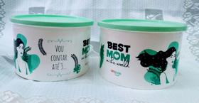 Conjunto 2 Potes Decorado Mães 1800ml em polipropileno - Dmplas