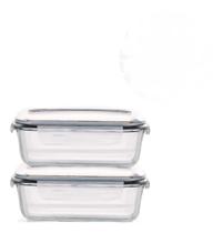Conjunto 2 Potes Hermético Vidro 370ml 640ml Marmita Fitn. Conjunto 2 Potes Hermético Vidro 370ml 640ml Marmita Fitn.