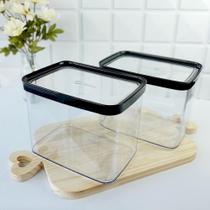 Conjunto 2 Potes Herméticos 4000ml e 2500ml em preto Helsim