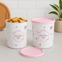 Conjunto 2 Potes Rosa Doce Lar 4 litros Pedreira Utlidades