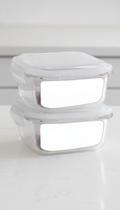 Conjunto 2 Potes Vidro 800ml Hermético Quadrado