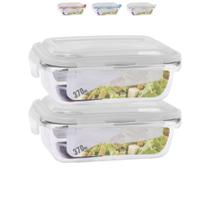 Conjunto 2 Potes Vidro Hermético marmita Fit 4 travas 370ml Conjunto 2 Potes Vidro Hermético marmita Fit 4 travas 370ml