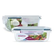 Conjunto 2 Potes Vidro Hermético Marmita Mantimentos 640ml Conjunto 2 Potes Vidro Hermético Marmita Mantimentos 640ml