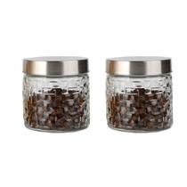 Conjunto 2 Potes Vidro Rattan Tampa Inox 800ml Class Home