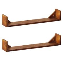 Conjunto 2 Prateleiras com Suporte Fixo 90 cm Madeira Maciça - Imbuia Conjunto 2 Prateleiras com Suporte Fixo 90 cm Madeira Maciça - Imbuia