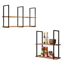 Conjunto 2 Prateleiras Decorativas Industrial Multiuso Wire BP 15mm Demolição - Abmaza