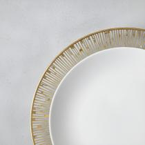 Conjunto 2 Pratos Branco Suflair Dourado Mesa Posta Servir