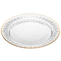 Conjunto 2 Pratos de Sobremesa 20cm Cristal com Fio de Ouro Radial Lyor Mesa Posta