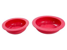 Conjunto 2 Pratos Infantis em Silicone - 1 Prato 260 Ml + 1 Prato 360 Ml Vermelho Moda do Chef