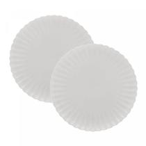 Conjunto 2 Pratos Para Sobremesa em Porcelana Pétala Branco Matt 20cm Wolff