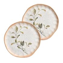 Conjunto 2 pratos raso jantar botanica ceramica 28cm scalla