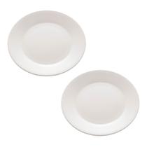 Conjunto 2 Pratos Raso Porcelana Branca Lyor 26cm Mesa Posta