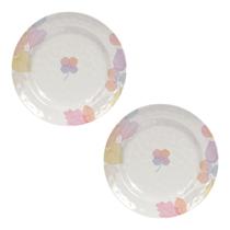Conjunto 2 Pratos Rasos 28cm Melamina Refeição Casal Flores Fofas