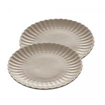Conjunto 2 Pratos Rasos em porcelana Pétala Areia Matt 25cm Wolff