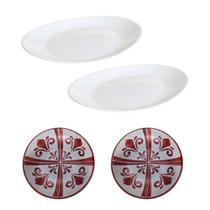 Conjunto 2 Pratos Russo Branco + 2 Bowls Sobremesa Marsala
