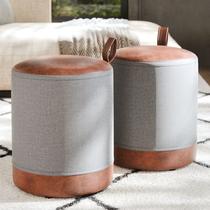 Conjunto 2 Puff puf Linho e material sintético Euro cinza - Cal Móveis