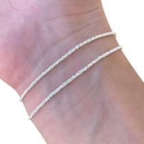 Conjunto 2 Pulseira Feminina De Prata 925 Legítima Fina 18cm