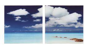 Conjunto 2 Quadros de Vidro Luxo Paisagem Caribe Jolitex