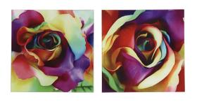 Conjunto 2 Quadros de Vidro Luxo Paisagem Rose Jolitex