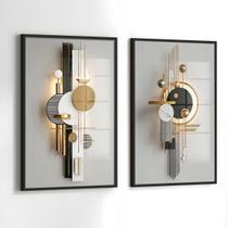 Conjunto 2 Quadros Decorativos com Moldura Caixa 3D Arte Realista Kit para Sala, Escritorio, Hall Cozinha Conjunto 2 Quadros Decorativos com Moldura Caixa 3D Arte Realista Kit para Sala, Escritorio, Hall Cozinha