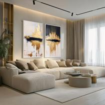 Conjunto 2 Quadros Decorativos com Moldura Caixa Abstrato 3D Arte para Sala, Escritorio, Hall Cozinha