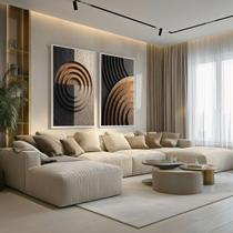 Conjunto 2 Quadros Decorativos com Moldura Caixa Arte Luxo Realista Kit para Sala, Escritorio, Hall Cozinha