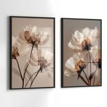 Conjunto 2 Quadros Decorativos com Moldura Caixa Floral Sephia Luxo Kit para Sala, Escritorio, Hall Cozinha Conjunto 2 Quadros Decorativos com Moldura Caixa Floral Sephia Luxo Kit para Sala, Escritorio, Hall Cozinha