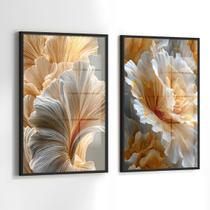 Conjunto 2 Quadros Decorativos com Moldura e Acrilico Cristal Vidro Abstrato Floral Kit para Sala, Escritorio, Hall Cozinha Conjunto 2 Quadros Decorativos com Moldura e Acrilico Cristal Vidro Abstrato Floral Kit para Sala, Escritorio, Hall Cozinha