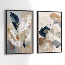 Conjunto 2 Quadros Decorativos com Moldura e Acrilico Cristal Vidro Abstrato Floral Kit para Sala, Escritorio, Hall Cozinha Conjunto 2 Quadros Decorativos com Moldura e Acrilico Cristal Vidro Abstrato Floral Kit para Sala, Escritorio, Hall Cozinha