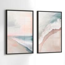 Conjunto 2 Quadros Decorativos com Moldura e Acrilico Cristal Vidro Arte Moderna Luxo Kit para Sala, Escritorio, Hall Cozinha