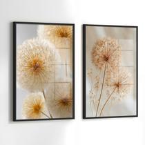 Conjunto 2 Quadros Decorativos com Moldura e Acrilico Cristal Vidro Dente Leao Luxo Kit para Sala, Escritorio, Hall Cozinha Conjunto 2 Quadros Decorativos com Moldura e Acrilico Cristal Vidro Dente Leao Luxo Kit para Sala, Escritorio, Hall Cozinha