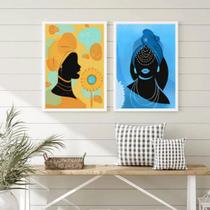 Conjunto 2 Quadros Orixás- Oxum E Iemanja 24x18cm - com vidro