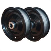 Conjunto 2 Rodas De Ferro Aro 8 Com Rolete 1 Polegada