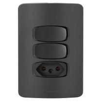 Conjunto 2 Simples + 1 Tomada 10A Alumbra Gracia Black Maxx Conjunto 2 Simples + 1 Tomada 10A Alumbra Gracia Black Maxx