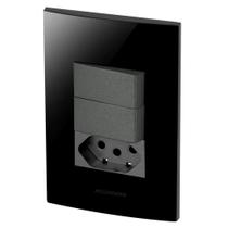 Conjunto 2 Simples + 1 Tomada 10A - Inova Black / Grafite