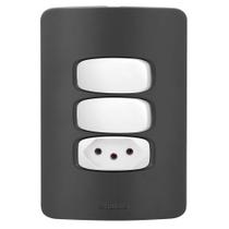 Conjunto 2 Simples + 1 Tomada 20A - Gracia Black / Branco Conjunto 2 Simples + 1 Tomada 20A - Gracia Black / Branco